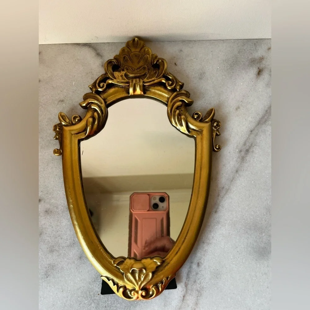 Ornate Gold and Black Decorative Mirror